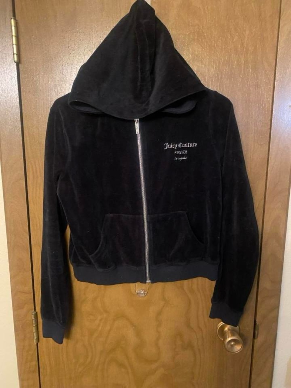 Juicy Couture Black Velour Zip Hoodie Jacket